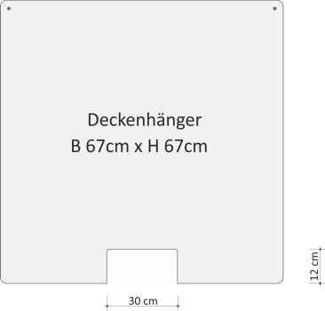 Spuckschutz Deckenhänger 670mm x 670mm